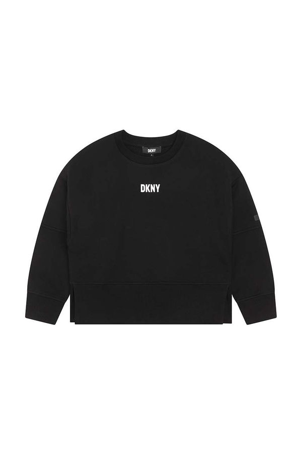 DKNY Otroški bombažen pulover Dkny črna barva