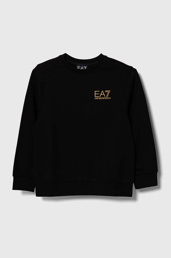 EA7 Emporio Armani Otroški bombažen pulover EA7 Emporio Armani črna barva
