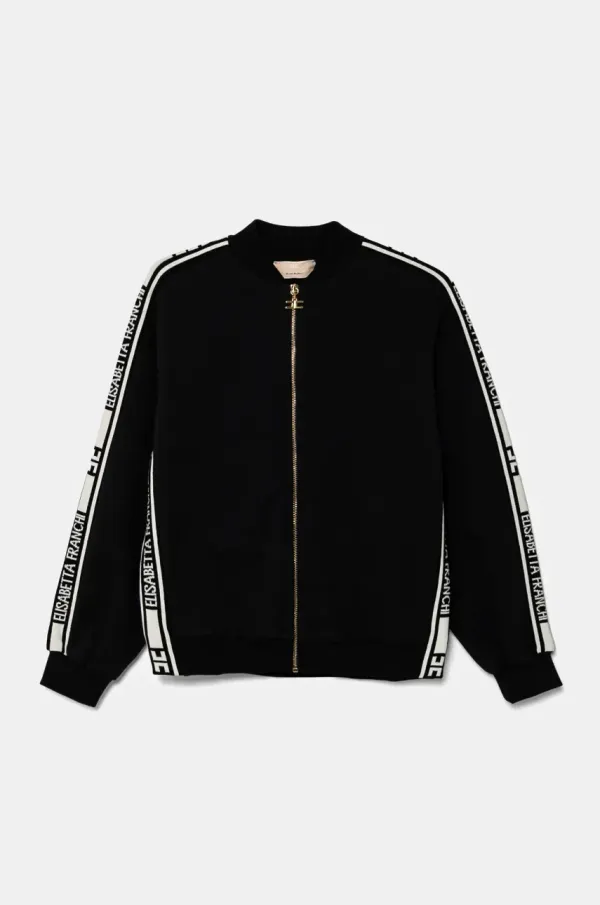 Elisabetta Franchi Otroški bombažen pulover Elisabetta Franchi črna barva, EFFE139.0.FF002