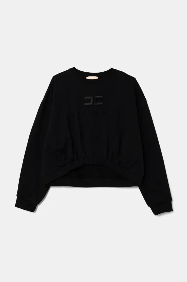 Elisabetta Franchi Otroški bombažen pulover Elisabetta Franchi črna barva, EFFE143.0.FF002