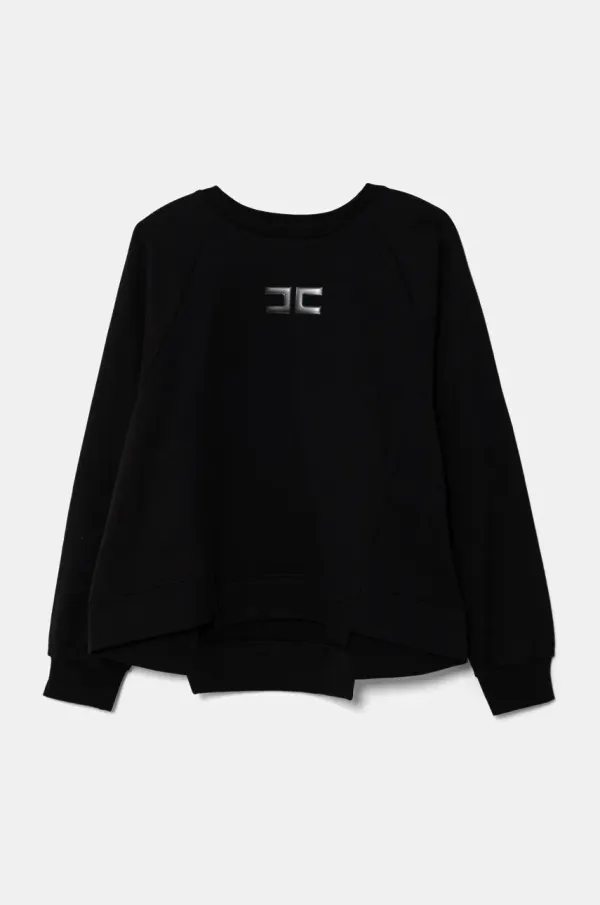 Elisabetta Franchi Otroški bombažen pulover Elisabetta Franchi črna barva, EFFE145.0.FF002