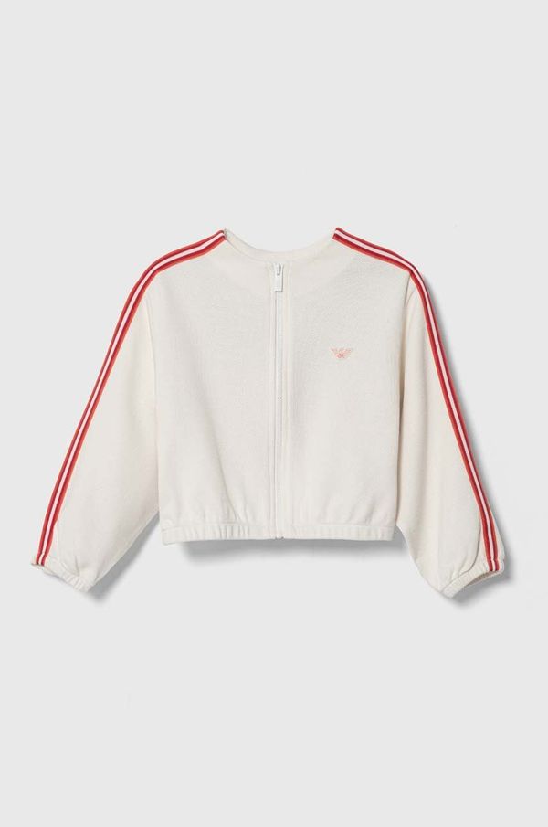 Emporio Armani Otroški bombažen pulover Emporio Armani bela barva