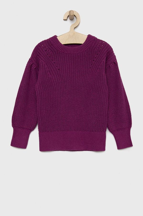 Gap Otroški bombažen pulover GAP vijolična barva