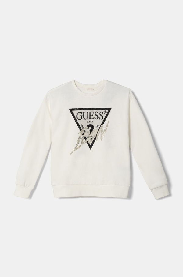 Guess Otroški bombažen pulover Guess bež barva, J4BQ04 KAV34