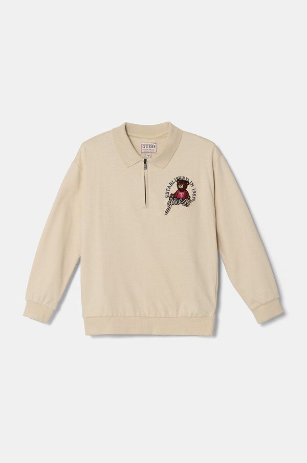 Guess Otroški bombažen pulover Guess bež barva, L4BQ06 KAX74