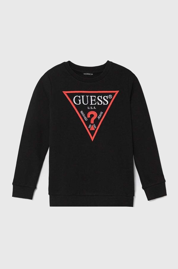 Guess Otroški bombažen pulover Guess črna barva
