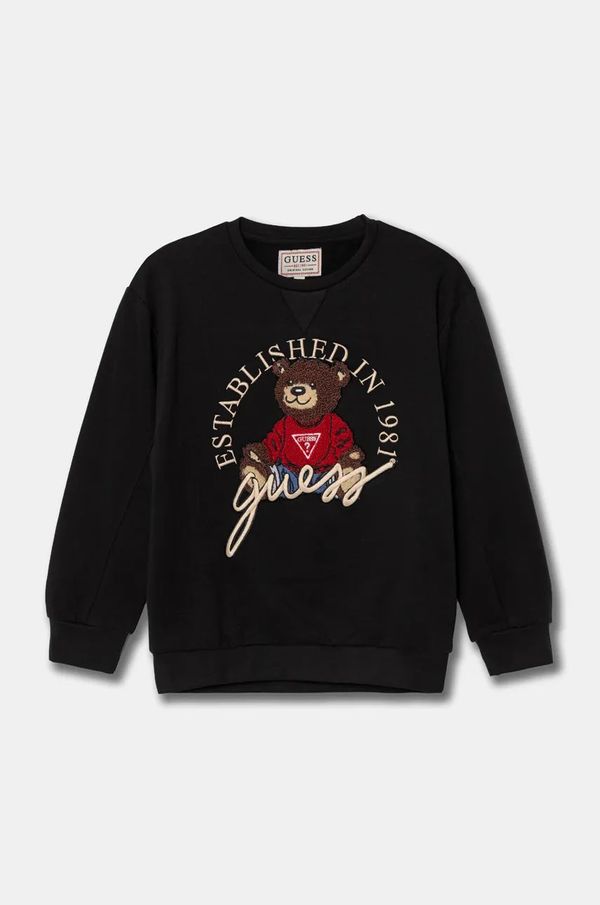 Guess Otroški bombažen pulover Guess črna barva, H4BJ07 KAX73