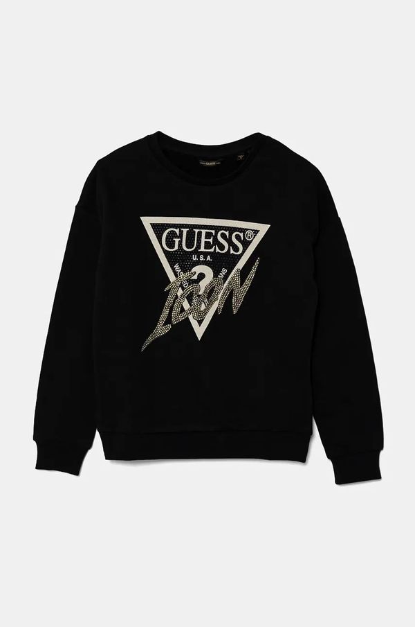 Guess Otroški bombažen pulover Guess črna barva, J4BQ04 KAV34