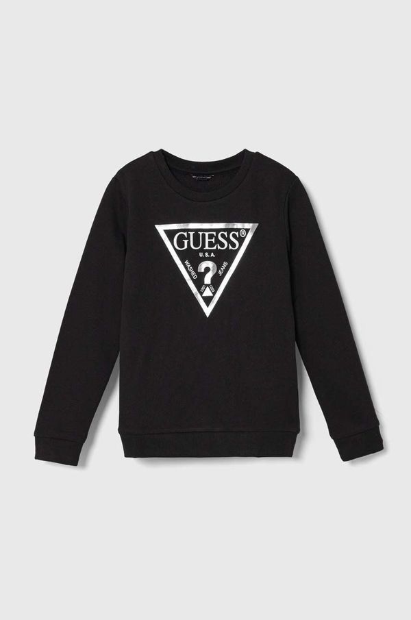 Guess Otroški bombažen pulover Guess črna barva, J74Q10 KAUG0