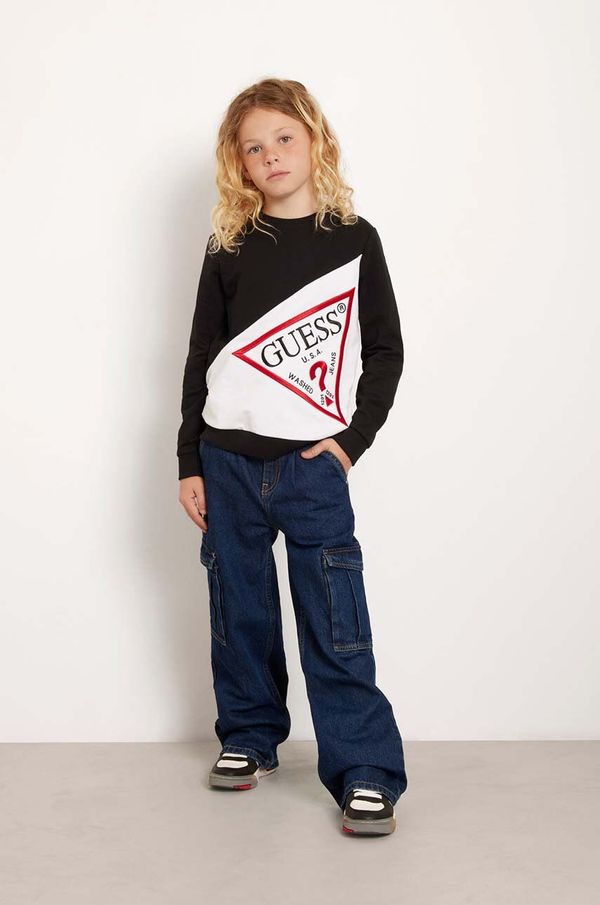 Guess Otroški bombažen pulover Guess črna barva, L4YQ04 KA6R4