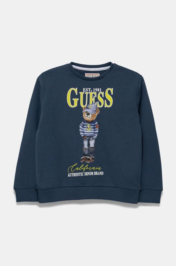 Guess Otroški bombažen pulover Guess mornarsko modra barva, L5RQ06 KAD74