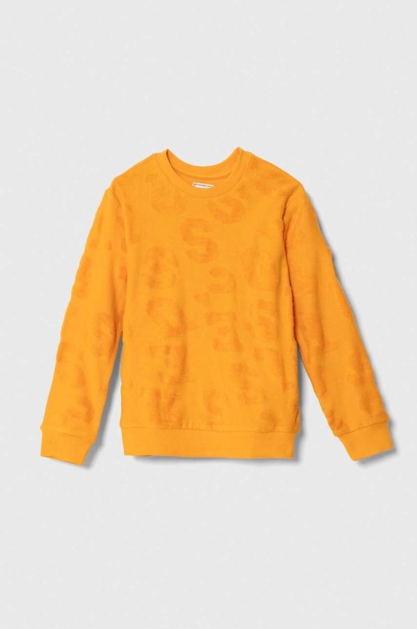 Guess Otroški bombažen pulover Guess oranžna barva