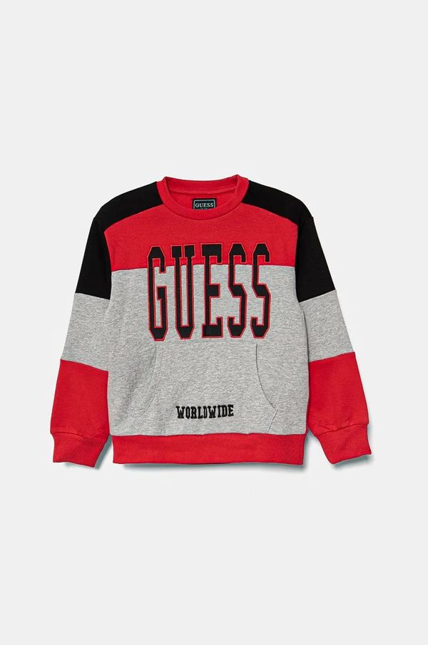 Guess Otroški bombažen pulover Guess rdeča barva, N4BQ10 KAX73