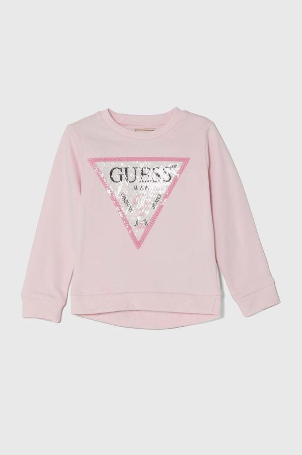 Guess Otroški bombažen pulover Guess roza barva, K4YQ10 KA6R3