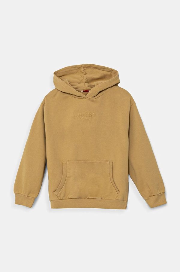 Guess Otroški bombažen pulover Guess rumena barva, s kapuco, L5RQ17 KAD74