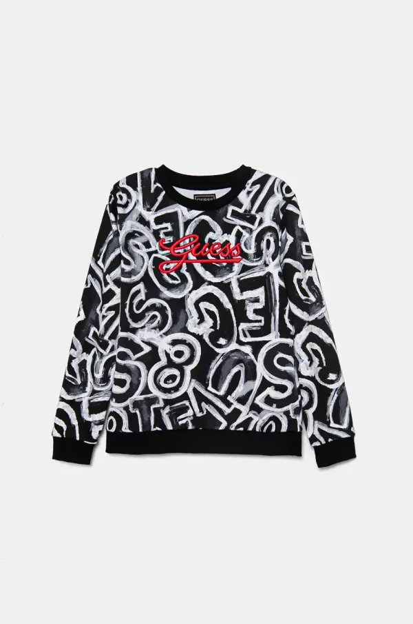 Guess Otroški bombažen pulover Guess siva barva, N4BQ04 KAD73