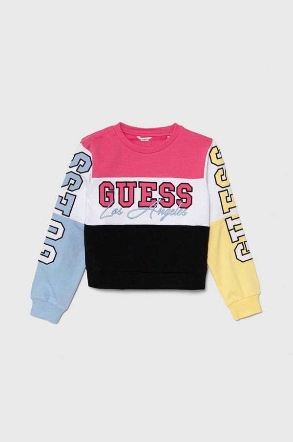 Guess Otroški bombažen pulover Guess vijolična barva, J4YQ04 KA6R3