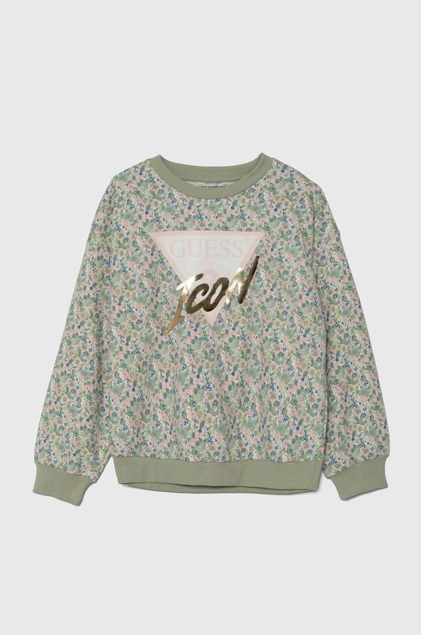 Guess Otroški bombažen pulover Guess zelena barva, J4YQ02 KA6R3