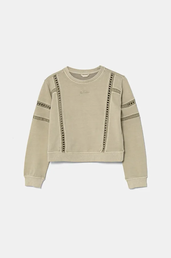 Guess Otroški bombažen pulover Guess zelena barva, J5RQ08 KAD74