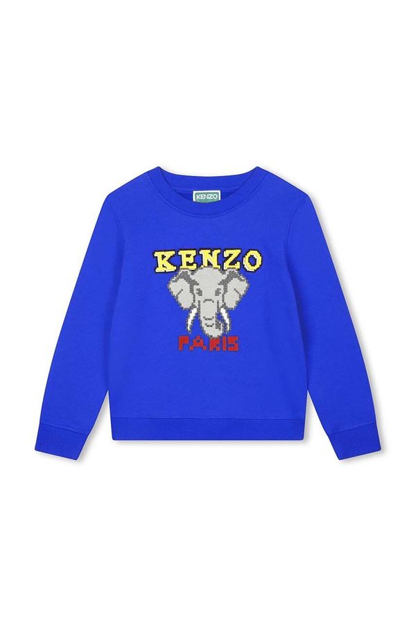 Kenzo kids Otroški bombažen pulover Kenzo Kids mornarsko modra barva