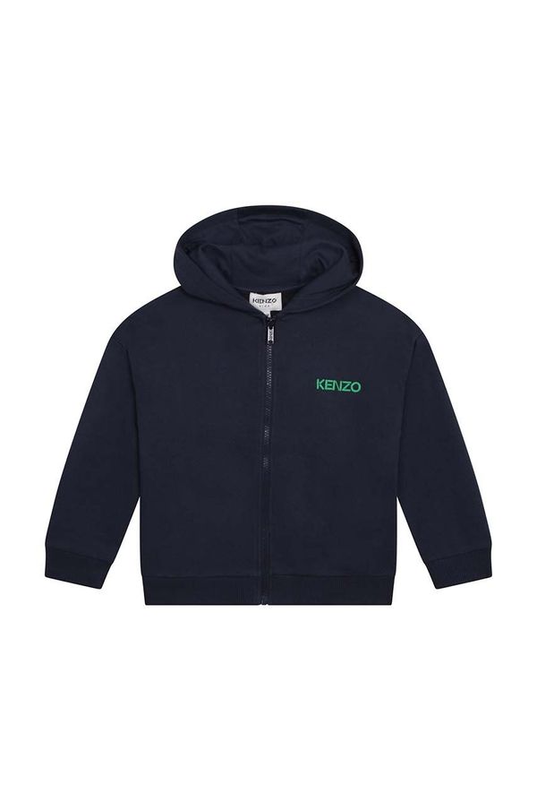 Kenzo kids Otroški bombažen pulover Kenzo Kids mornarsko modra barva, s kapuco