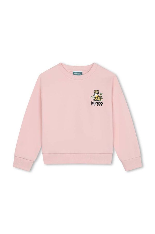 Kenzo kids Otroški bombažen pulover Kenzo Kids roza barva
