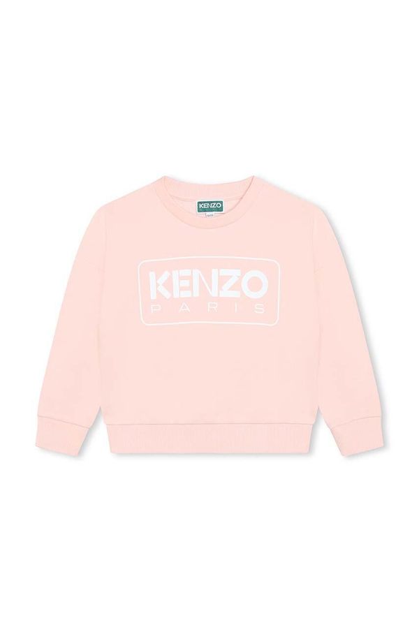 Kenzo kids Otroški bombažen pulover Kenzo Kids roza barva