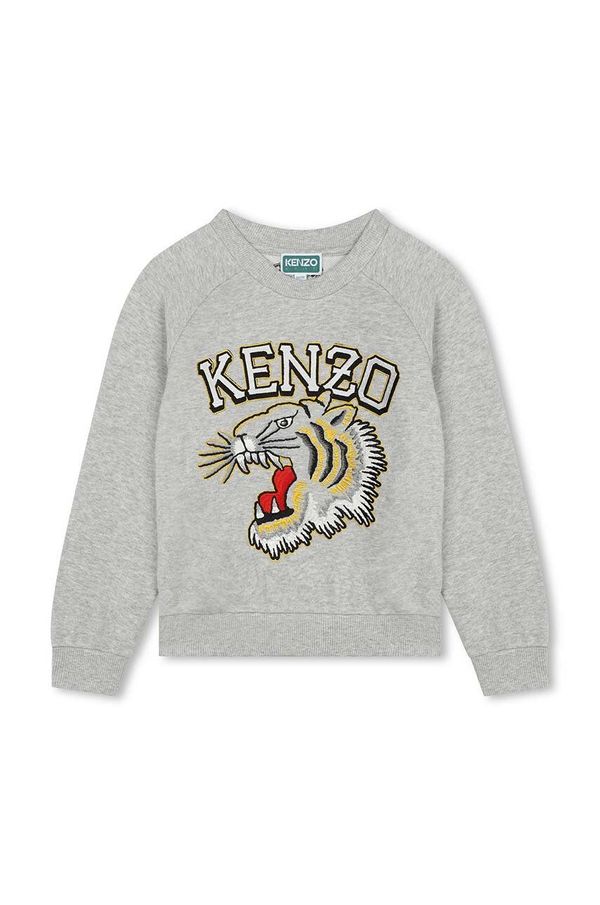 Kenzo kids Otroški bombažen pulover Kenzo Kids siva barva
