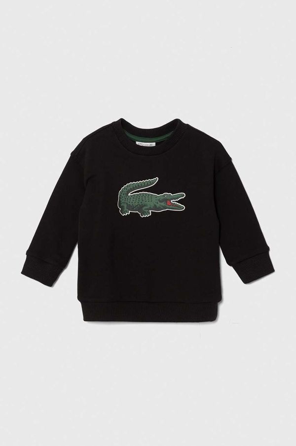Lacoste Otroški bombažen pulover Lacoste črna barva