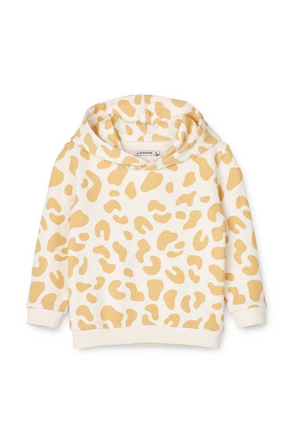 Liewood Otroški bombažen pulover Liewood bež barva, s kapuco