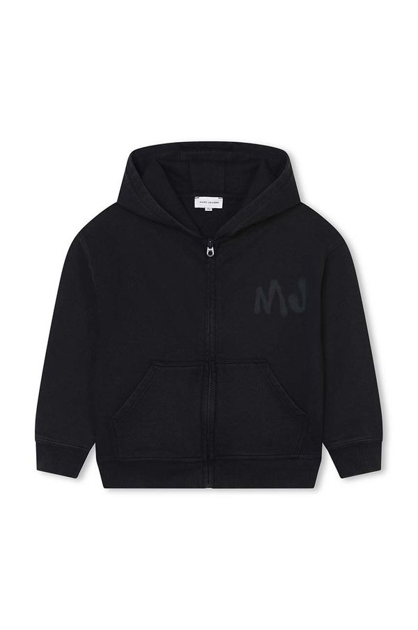 Marc Jacobs Otroški bombažen pulover Marc Jacobs črna barva, s kapuco