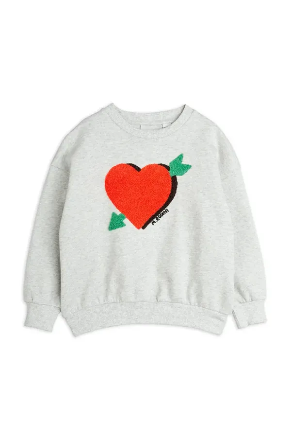 Mini Rodini Otroški bombažen pulover Mini Rodini Arrowed heart siva barva, 2522012394