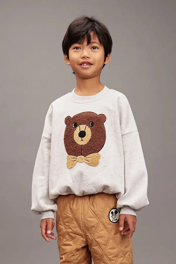 Mini Rodini Otroški bombažen pulover Mini Rodini Bear