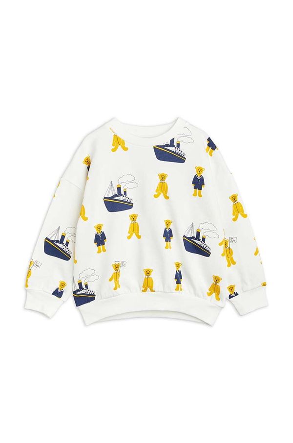 Mini Rodini Otroški bombažen pulover Mini Rodini bela barva