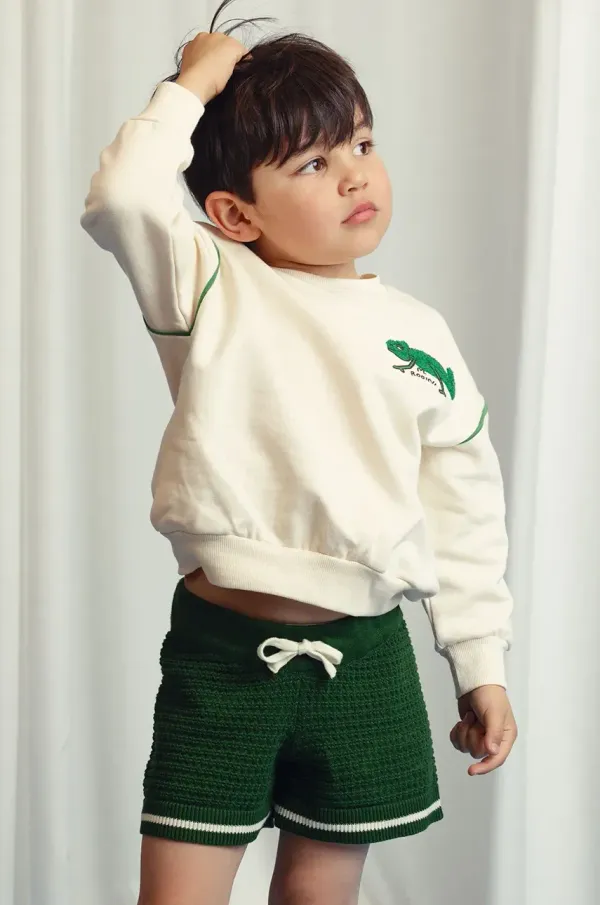 Mini Rodini Otroški bombažen pulover Mini Rodini Lizard bež barva, 2522015411