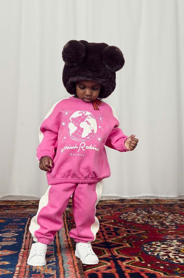 Mini Rodini Otroški bombažen pulover Mini Rodini roza barva, 2472011928