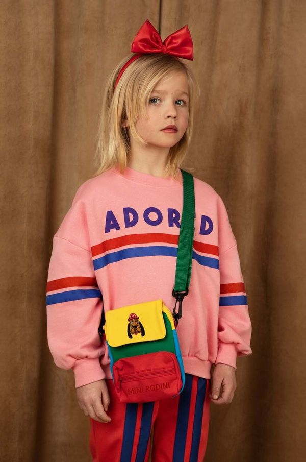 Mini Rodini Otroški bombažen pulover Mini Rodini roza barva