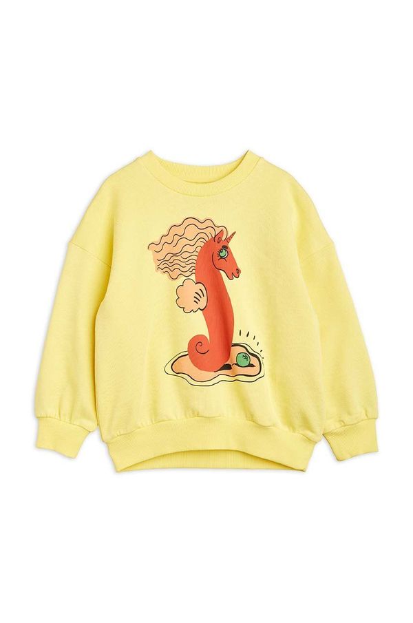 Mini Rodini Otroški bombažen pulover Mini Rodini rumena barva