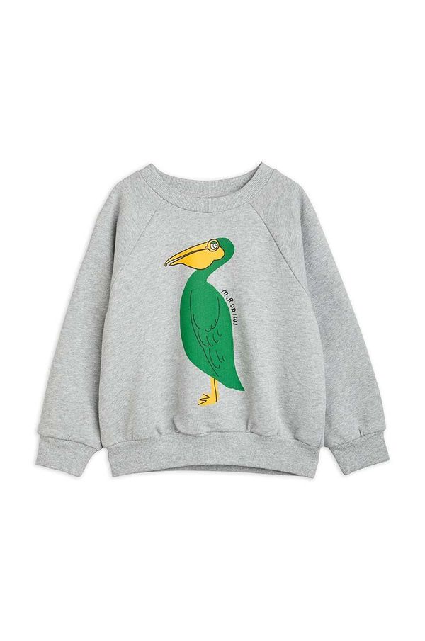 Mini Rodini Otroški bombažen pulover Mini Rodini siva barva