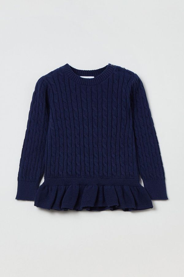 OVS Otroški bombažen pulover OVS mornarsko modra barva