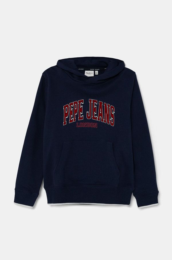 Pepe Jeans Otroški bombažen pulover Pepe Jeans BAIN HOODIE mornarsko modra barva, s kapuco, PB581624