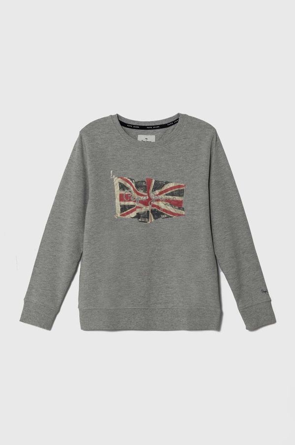 Pepe Jeans Otroški bombažen pulover Pepe Jeans siva barva