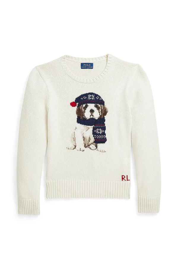 Polo Ralph Lauren Otroški bombažen pulover Polo Ralph Lauren bež barva, 313951752001