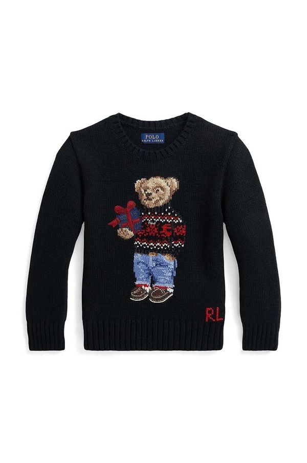 Polo Ralph Lauren Otroški bombažen pulover Polo Ralph Lauren črna barva