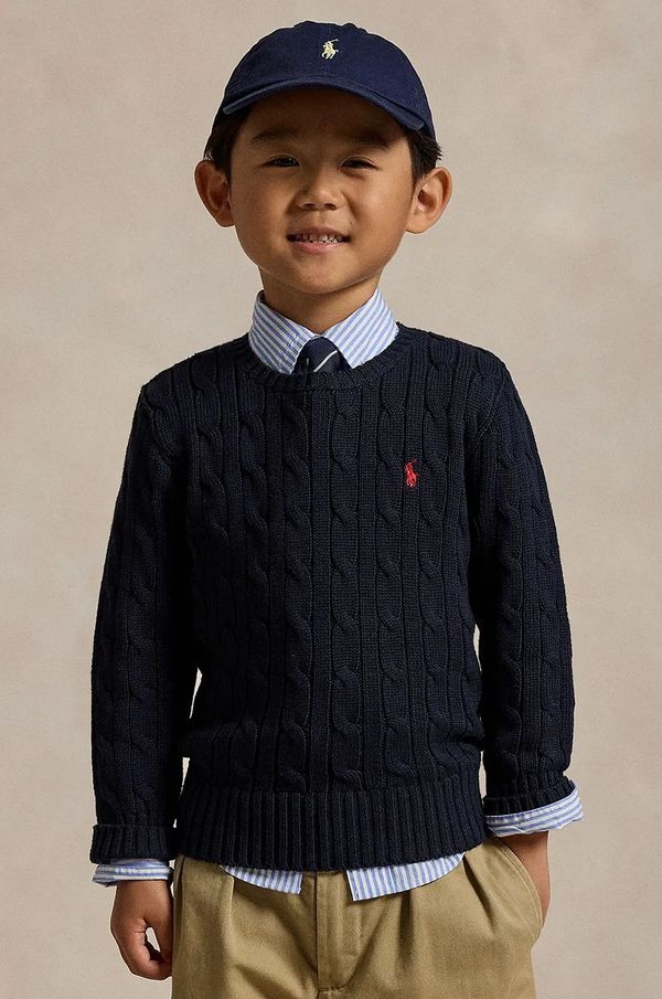 Polo Ralph Lauren Otroški bombažen pulover Polo Ralph Lauren mornarsko modra barva, 322702674060