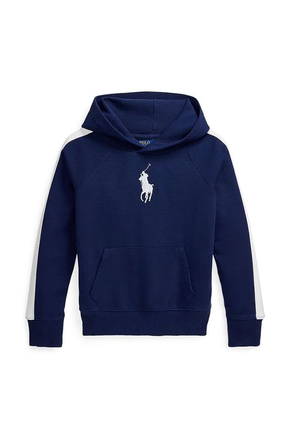 Polo Ralph Lauren Otroški bombažen pulover Polo Ralph Lauren mornarsko modra barva, s kapuco, 313957348002