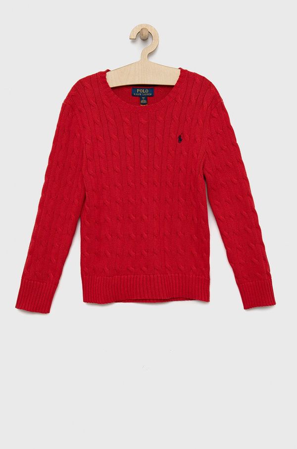 Polo Ralph Lauren Otroški bombažen pulover Polo Ralph Lauren rdeča barva