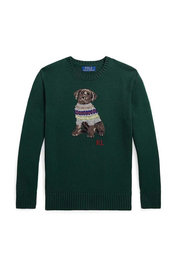 Polo Ralph Lauren Otroški bombažen pulover Polo Ralph Lauren zelena barva