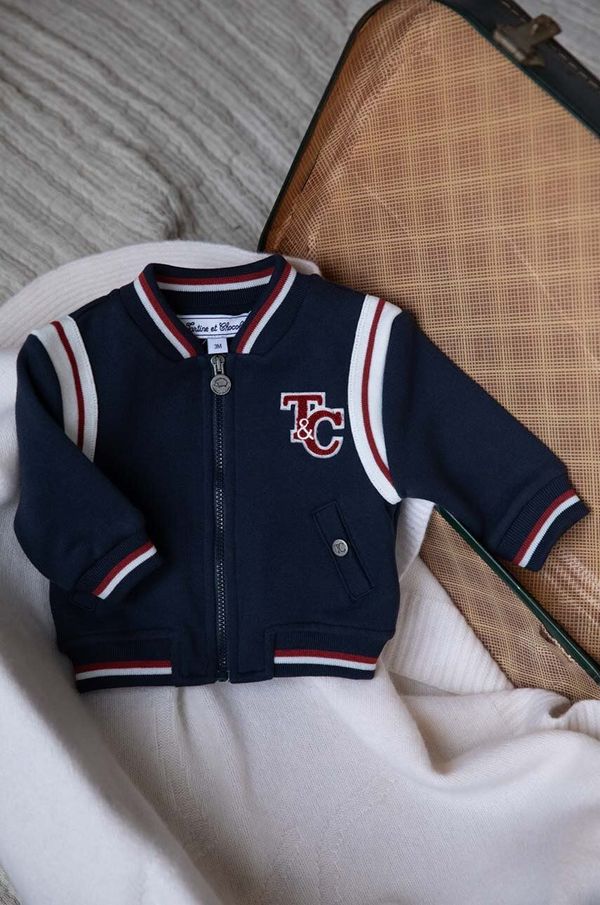 TARTINE ET CHOCOLAT Otroški bombažen pulover Tartine et Chocolat mornarsko modra barva, TZ17001