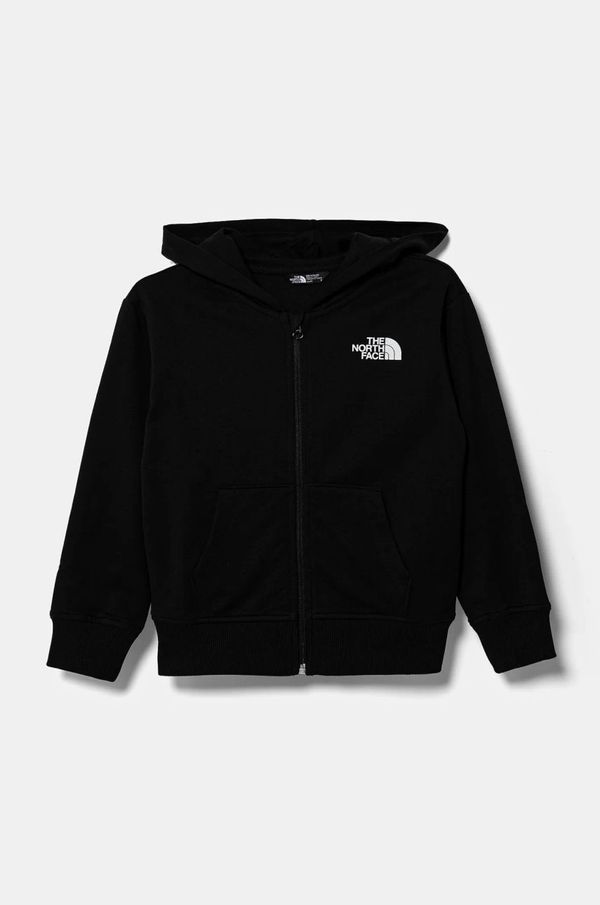 The North Face Otroški bombažen pulover The North Face FZ OVERSIZE LIGHT HOODIE črna barva, s kapuco, NF0A89HGJK31